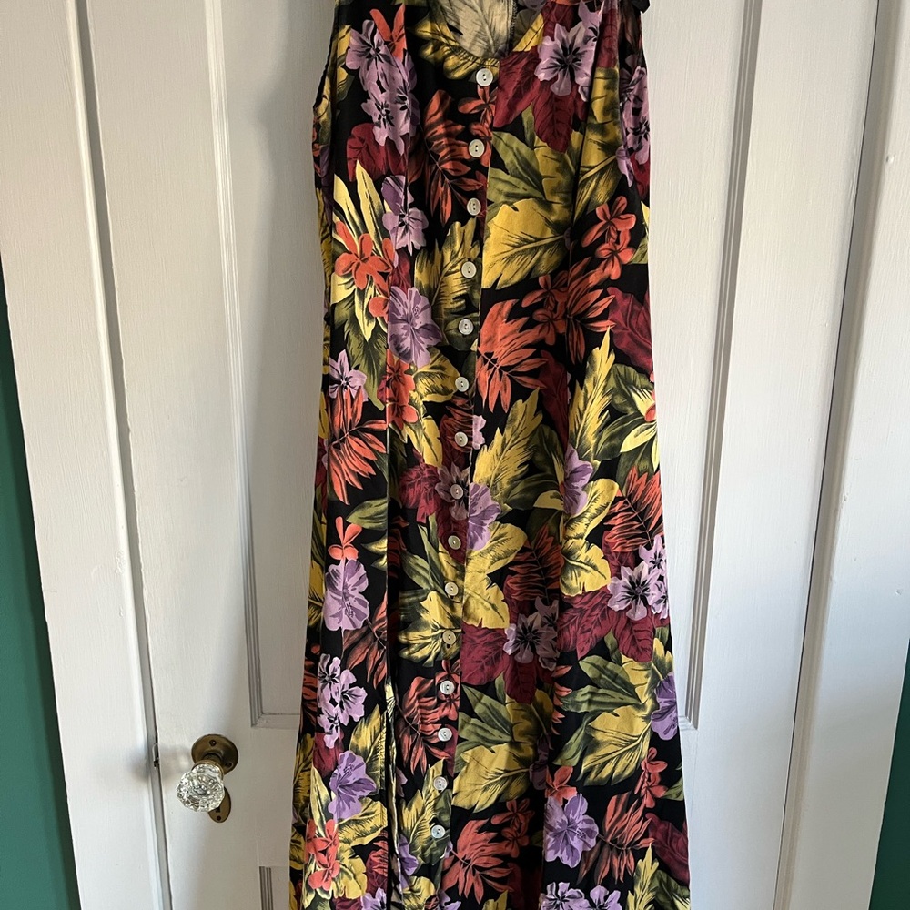 Yellow and Purple Sleeveless V-neck Maxi Sundress